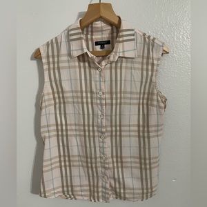 Burberry London check sleeveless button down shirt